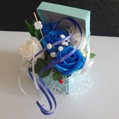 Ornamento rose di sapone blu e bianco
