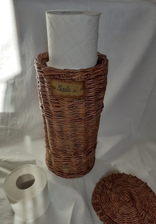 GRANNY SAYS Portarotolo per carta igienica, cestino per carta igienica per 6 rotoli mega, contenitori e cestini, cestino in vimini per riporre il bagno, portariviste e portagiornali da terra, Marrone