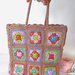 BORSA GRANNY IN COTONE, MATTONELLE COLORATE E MANICI IN COTONE 