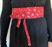 Cintura fusciacca in stoffa fiori di ciliegio rosso