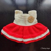 Vestitino bimba  neonata uncinetto rosso e bianco