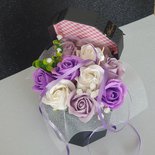 Ornamento rose di sapone viola, lilla e bianco