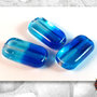 20 Perle in vetro bicolore - 24 x 13 x 7 mm - Colore: Turchese - Blu