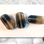 20 Perle in vetro bicolore - 24 x 13 x 7 mm - Colore: Grigio - Fumo