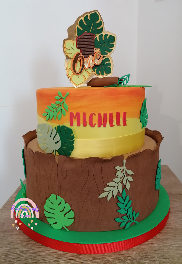 Torta scenografica tema giungla - torta in gomma personalizzata - F
