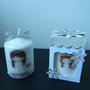 Candela candele cresima comunione bimba prega scatolina segnaposto glitter fuori 