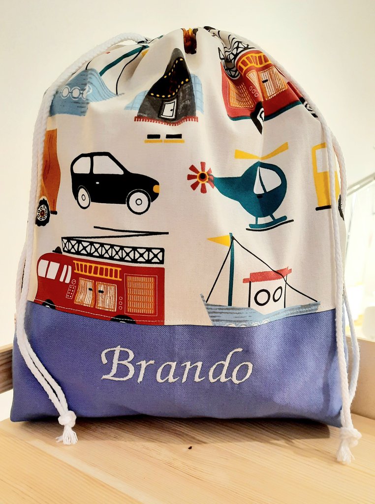 Sacca Sportiva In Cotone 100% Con Nome Ricamato, 37x46 Cm, 12 Litri, Colore Acqua