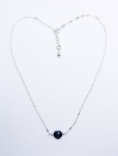 Collana donna arg 925 cristallo Swarovski, Cuore nero,  San Valentino, regalo Anniversario, compleanno, Natale, Pasqua, 