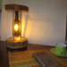 Lampada Artigianale in legno e vetro (bottiglia). Telaio avvolto in filo di lana
