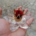 Fiore doppio cristallo con corona di strass e rosa eterna cm 8 