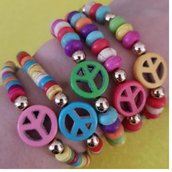 Braccialetti Peace in aulite colorata