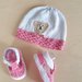 Cappello e scarpine bambina bianco e rosa