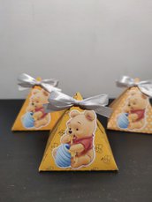 Scatolina porta confetti segnaposto festa compleanno Winnie the Pooh fiocco decorazione baby scatola scatoline 