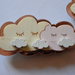 12 calamite rosa forma nuvola in plexiglas e legno. bomboniera battesimo cm 6