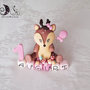 cake topper cerbiatto su cubi auguri rosa per bimba primo compleanno