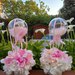 Coppia di mongolfiere da tavolo con ortensia bianca e rosa