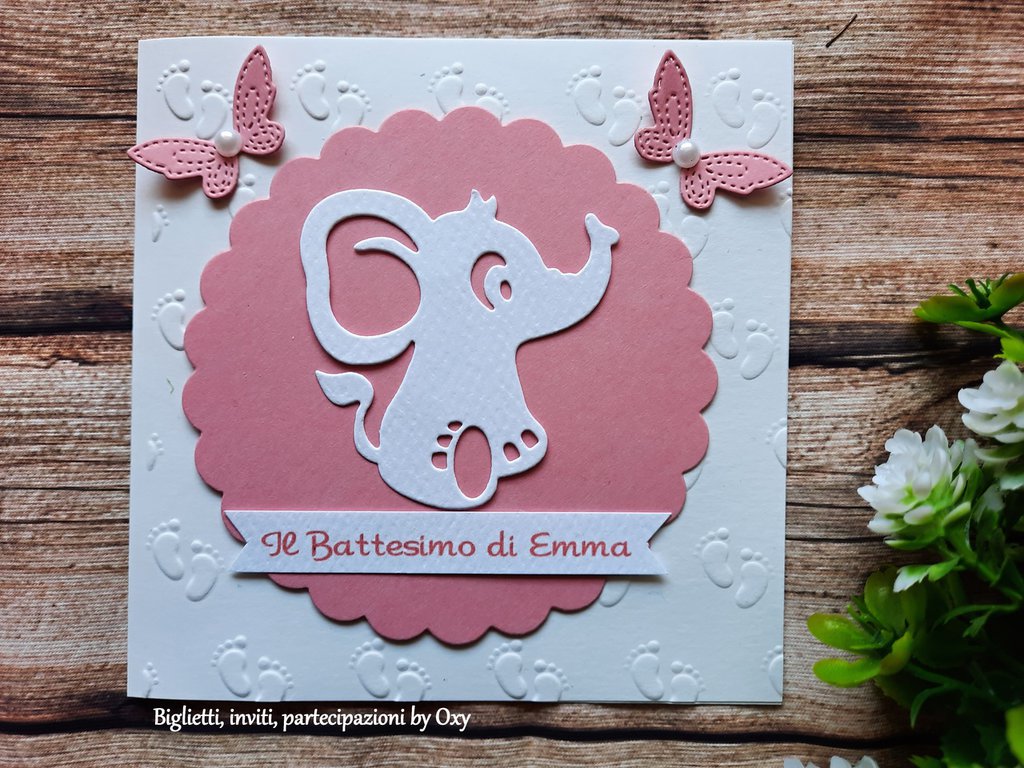 10 Inviti Battesimo Personalizzati Elefantino Baby Azzurro Con Stellina - Partecipazioni Bimbo Con Busta, Carta Bianca