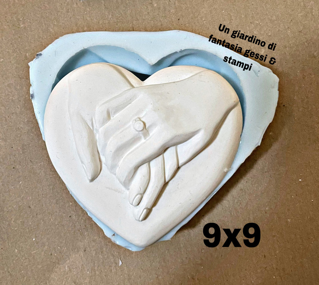 Stampo silicone- cuore con mani sposi