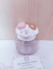 Barattolino decorato panna e biscotti rosa