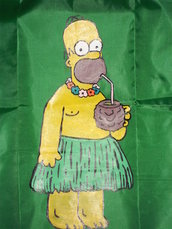 Sacca verde con Homer Simpson dipinto a mano