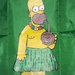 Sacca verde con Homer Simpson dipinto a mano