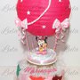 Torta di pannolini MONGOLFIERA Grande + Copertina Minnie idea regalo nascita battesimo femmina rosa