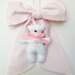 fiocco nascita con orsetto tilda su fiocco personalizzato, anche rosa o altri colori a richiesta