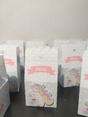 Scatolina compleanno caramelle feste nascita battesimo unicorno pois
