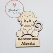 Bomboniera segnaposto  scimmietta scimmia animaletti calamita o portachiavi personalizzabile