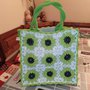 Borsa juta verde Granny fiore