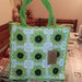 Borsa juta verde Granny fiore