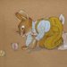 Coniglietto che gioca a biglie - felpina dipinta a mano