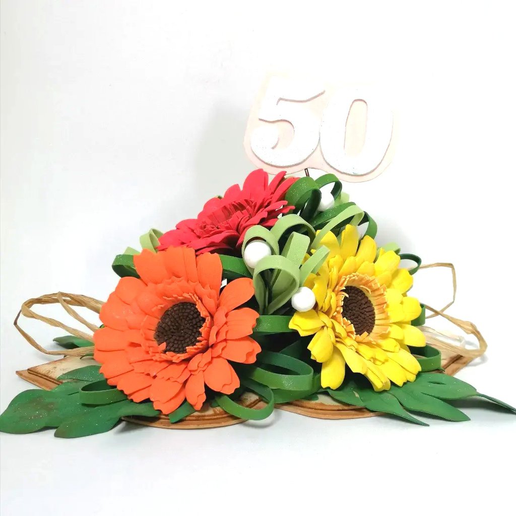 Composizione fiori in fommy centrotavola fatti a mano - Feste - Dec