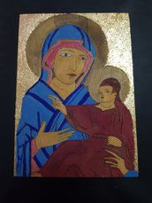 Quadro Pirografato a mano.  Beata Vergine di San Luca 