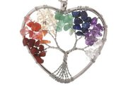 Portachiavi ciondolo cuore albero della vita con vere pietre dure dai colori dei 7 chakra cristalloterapia