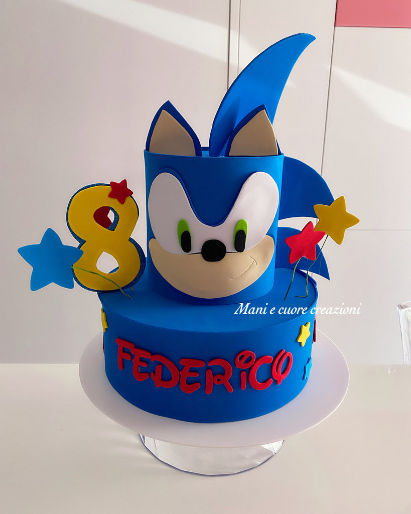 Torta scenografica Sonic compleanno - Feste - Decorazioni - di Man