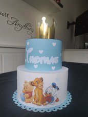 Torta Simba paperino Winnie Pooh cartoncino corona personaggi gesta cartoni animati compleanno battesimo 
