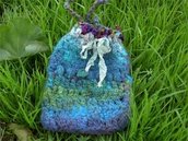 handknit rustic pouch/treasure bag - woodland tree fairy