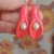 Orecchini pendenti con calla in pasta di autentico corallo rosso naturale e perla di fiume chakra cristalloterapia