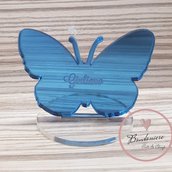 Bomboniera farfalla plexiglass azzurro da appoggio con nome personalizzabile