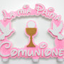 La Mia Prima Comunione in Polistirolo con base color rosa/celeste.