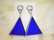 orecchini pendenti blu  triangolo in vetro