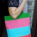 Shopper in cotone a righe colorate, sfoderata con manici