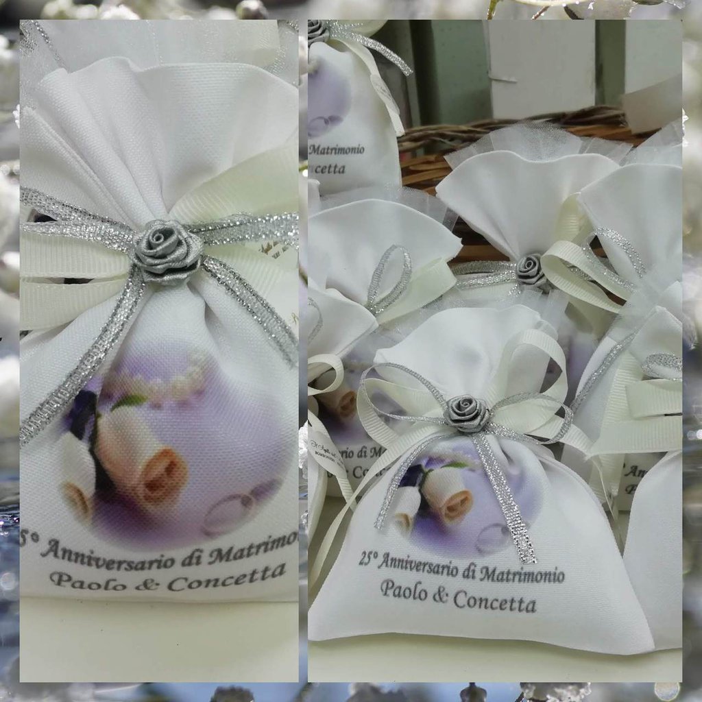 50 Bigliettini Bomboniera Per 25 Anni Di Matrimonio: Personalizzati Con Nome E Data (Stampa Inclusa!) - 3