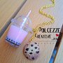 Collana Bubble tea - frappè - frullato - rosa- fragola con cookie - fake food - handmade - miniature kawaii