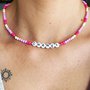 Collana perline acriliche tonalità rosa con nome 