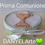 Scatolina portaconfetti per 😇 Prima Comunione, ricoperta in pannolenci, nelle tonalitá bianco e verde 💚 chiaro.