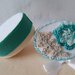 Scatolina portaconfetti 😇 Cresima, rivestita in pannolenci nella tonalitá del verde acqua/smeraldo 💎con rosa🌹e spiga 🌾di grano. 