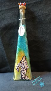 bottiglia di vetro porta sali da bagno - donna con kimono