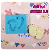 Stampo piedini neonato NUOVA misura n.3, per gesso, resina, paste modellabili, gessetti bomboniere